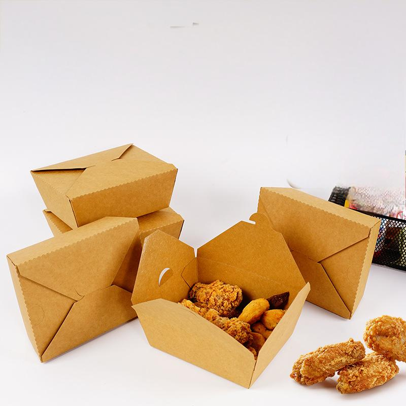 Diseño de logotipo personalizado, impresión de cajas de almuerzo de papel kraft de alta calidad y alta resistencia con tapa de recubrimiento de PE para comida rápida aceitosa, pasteles para llevar, embalaje para hoteles y restaurantes