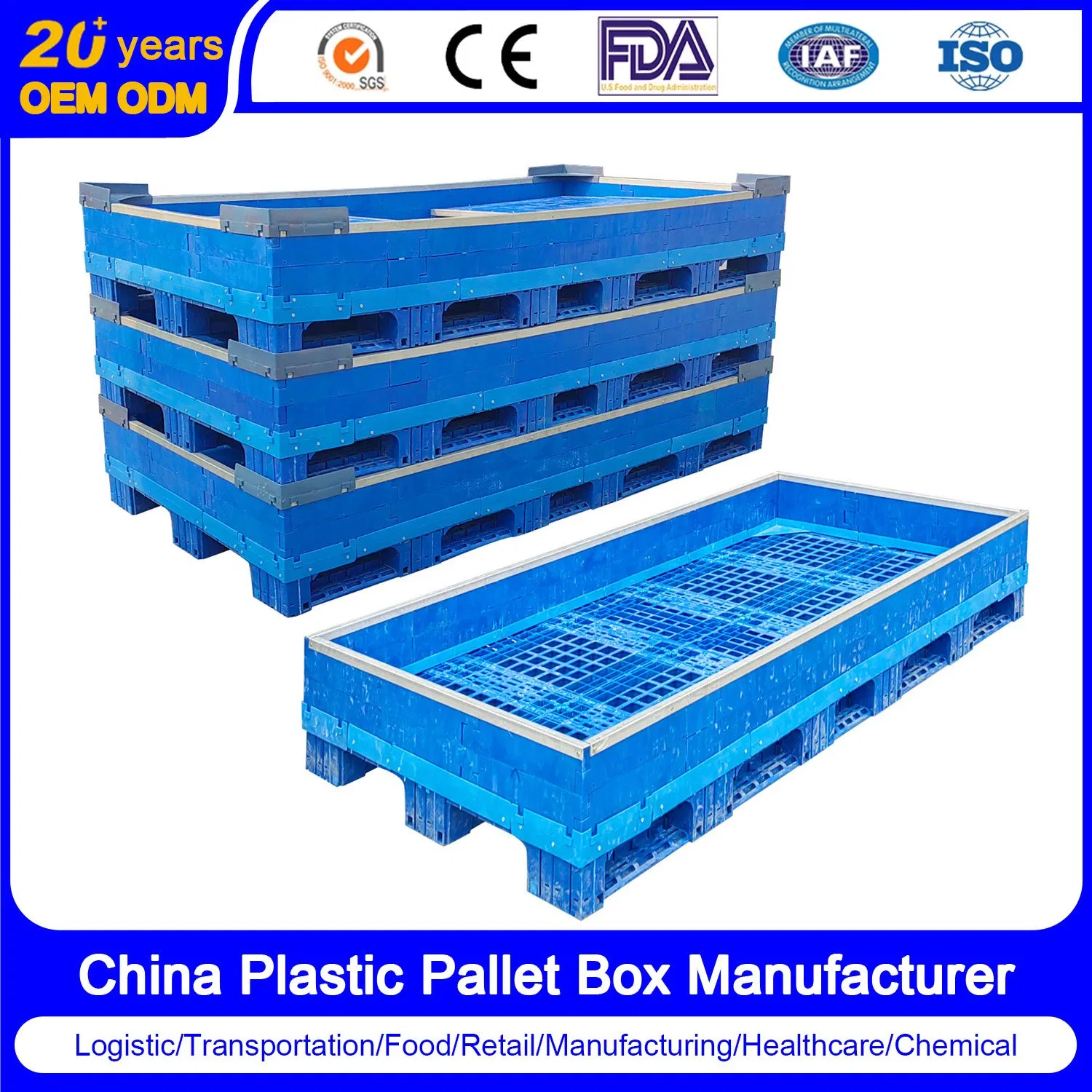 1000*800*400 Caja Plástica Modular de Carga Pesada Antiestática para Embalaje Industrial
