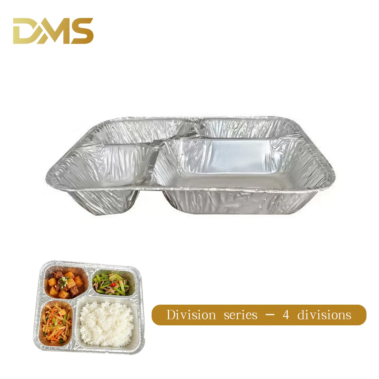 Bandeja de aluminio desechable al por mayor 4 compartimento resistente para llevar almuerzo para embalaje