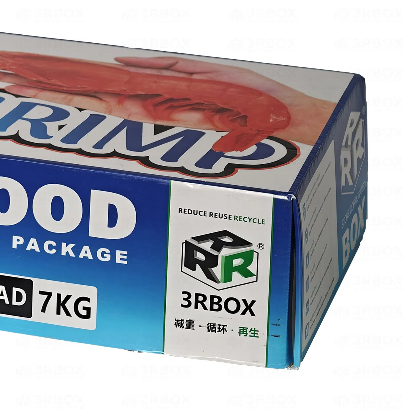 Cajas de exportación de mariscos de cadena fría, cajas de embalaje para camarones impermeables, caja de cartón de papel piedra