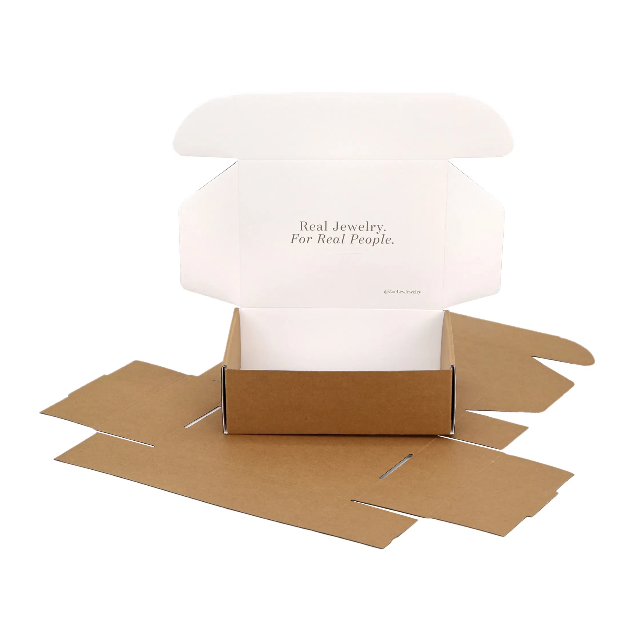 Caja de cartón kraft de papel corrugado E-Flute plegable personalizada de dos lados para ropa, zapatos, alimentos, prendas, cosméticos, embalaje, envío, empaquetado, mailer y regalo