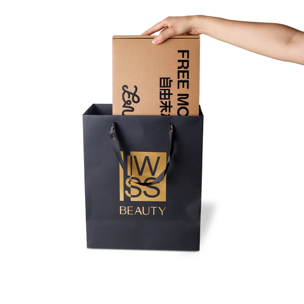 Caja de cartón kraft impresa personalizada negra para regalos, embalaje de cartón corrugado