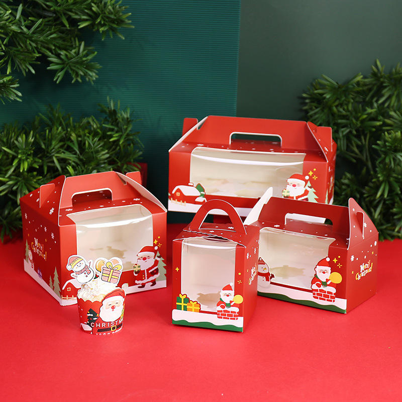 Caja de embalaje de papel de regalo de chocolate de frutas grandes de lujo al por mayor, nueva llegada, Feliz Nochebuena, artesanías con estampado UV