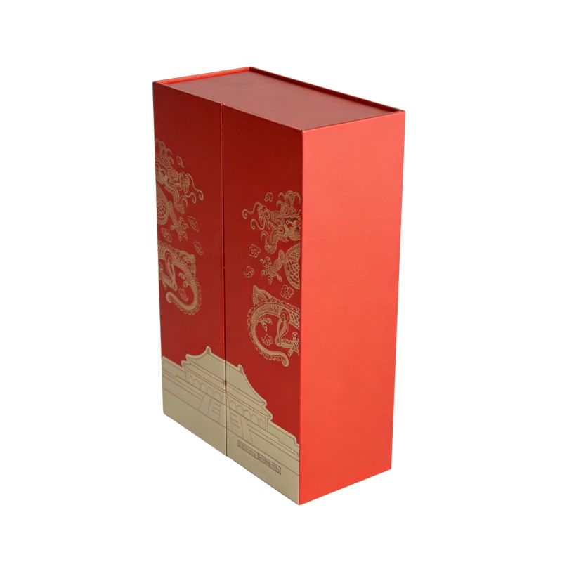 Caja de succión magnética de doble apertura para embalaje de vino de lujo al por mayor