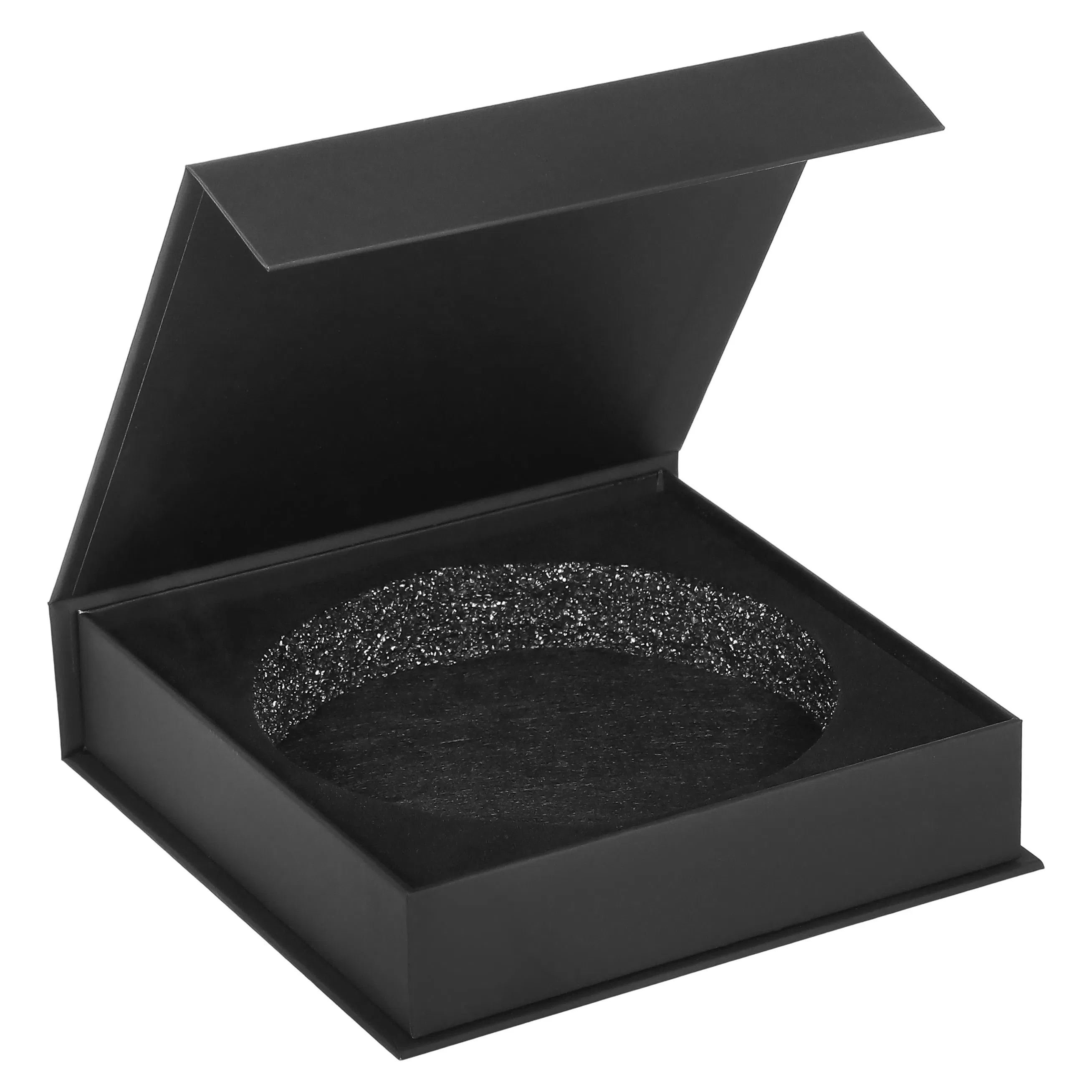Caja de cartón rígido personalizada de lujo impresa en negro para bodas, pelucas, cosméticos, ropa, velas, flores, Navidad, caja de regalo plegable magnética para envío y embalaje