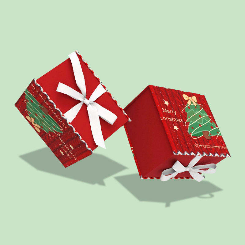 Caja de regalo navideña personalizada de tamaño fábrica con patrón impreso para envolver regalos de festival