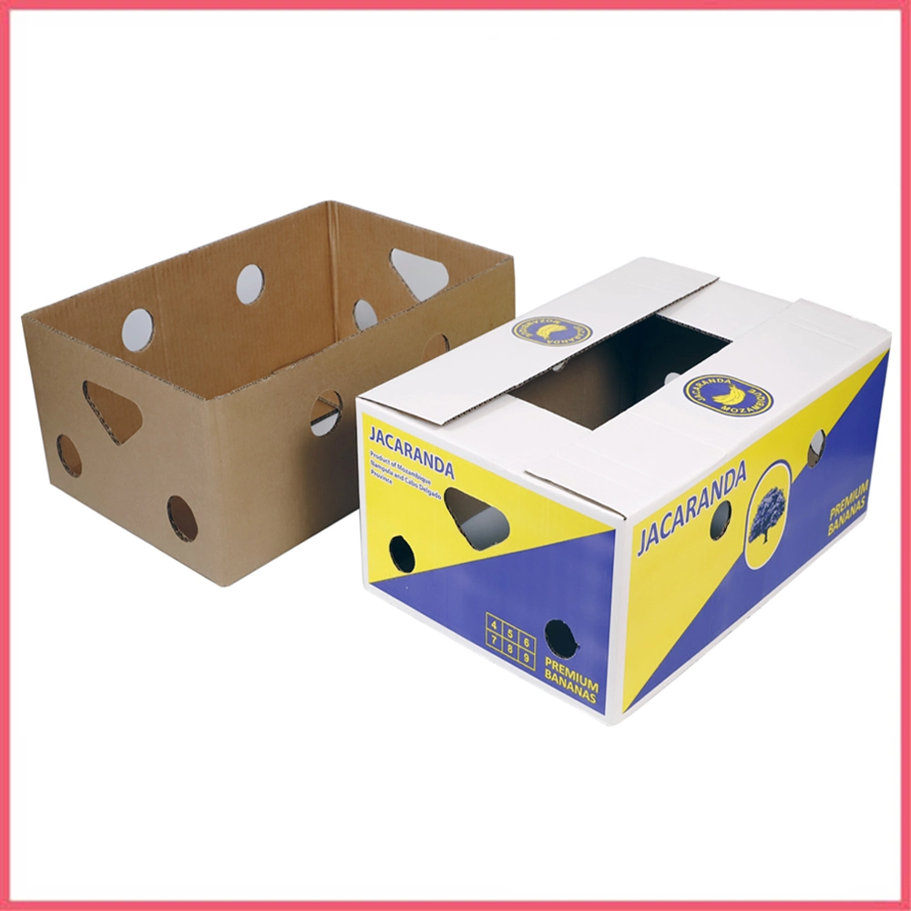 Impresión personalizada de cartón corrugado de papel cereza, limas, cítricos, piña, pera, naranja, manzana, limón, mango, plátano, embalaje de frutas y verduras, caja de cartón para envío