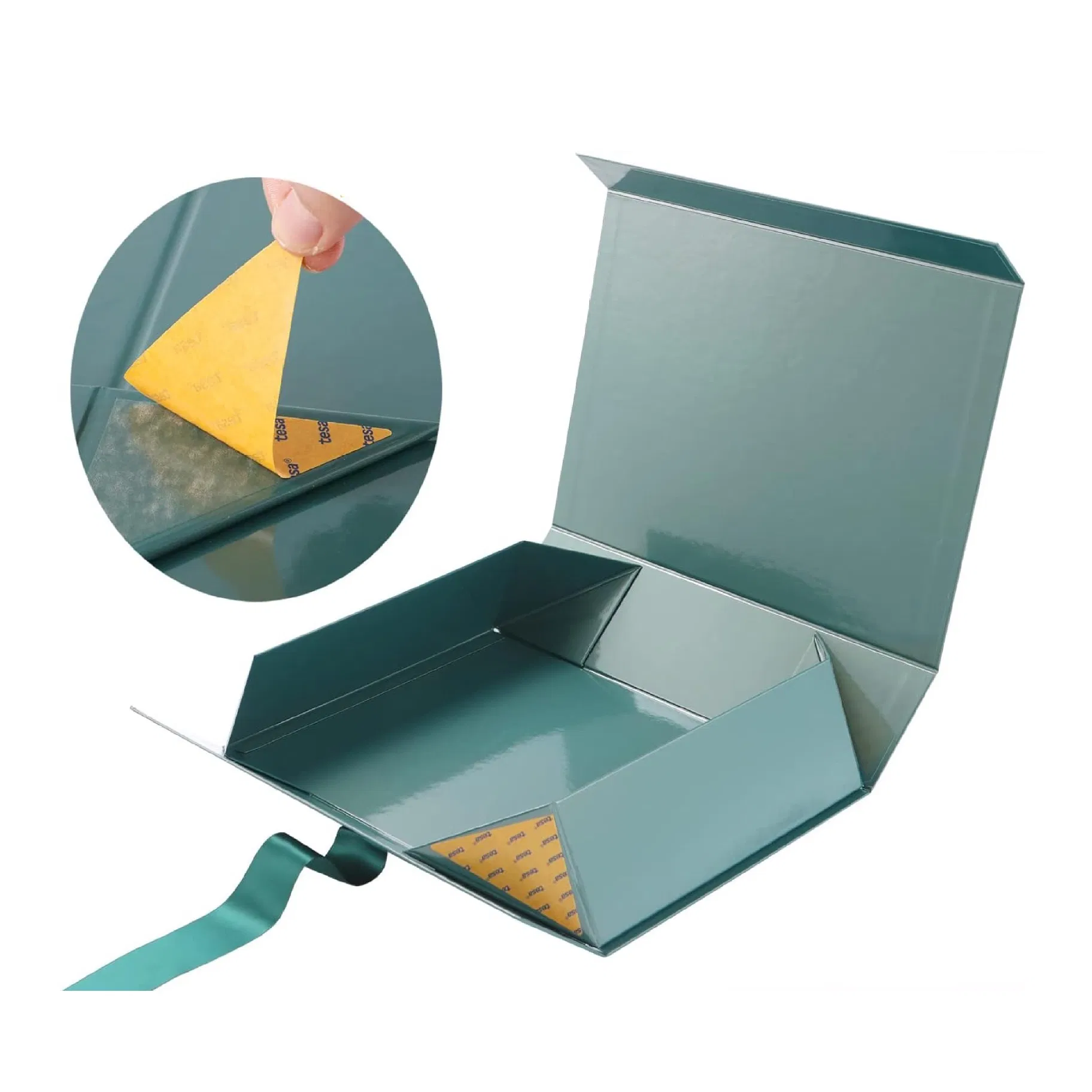 Caja de regalo de cartón rígido plegable y personalizable de lujo al por mayor con imán y cinta