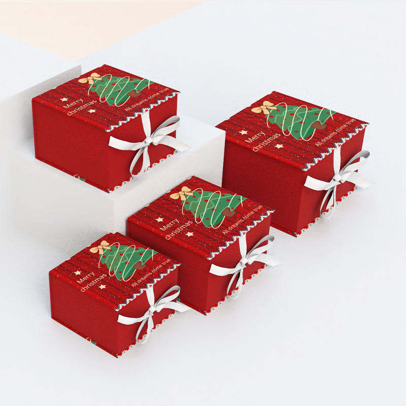 Caja de regalo navideña personalizada de tamaño fábrica con patrón impreso para envolver regalos de festival