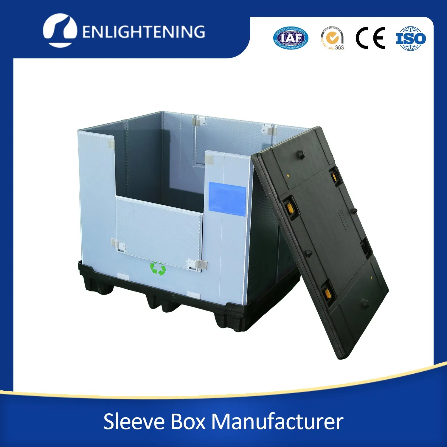 Caja de embalaje plástica retornable personalizada de alta calidad industrial con resistencia a los UV volumen 800L con puerta de acceso