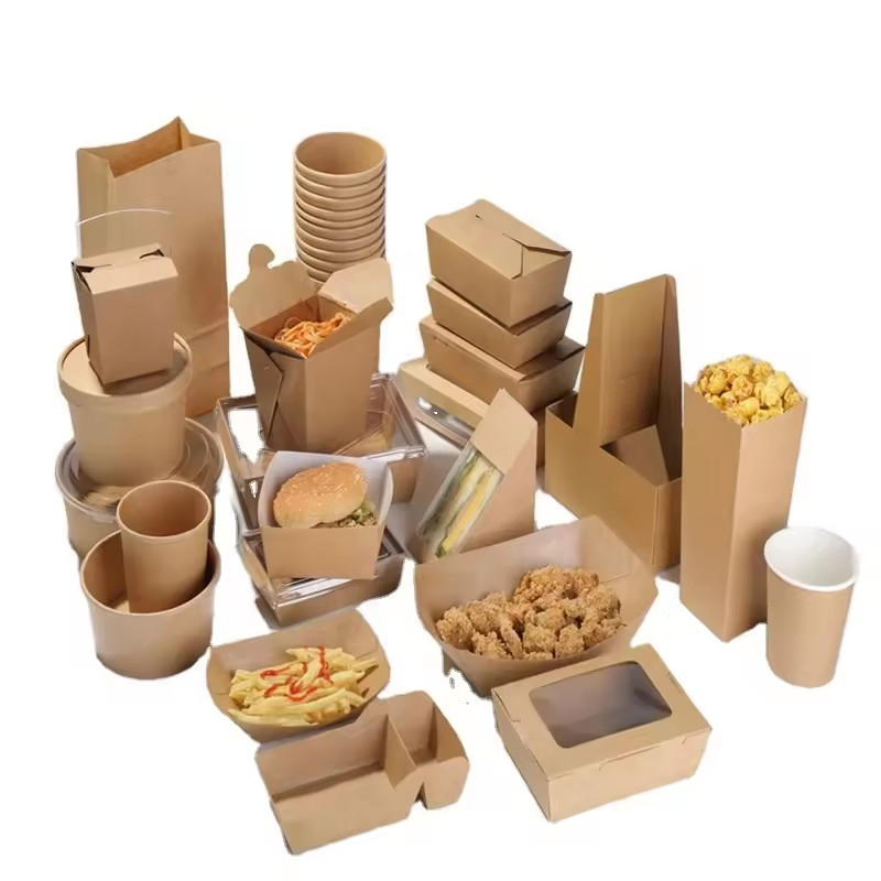 Envase de papel para alimentos personalizable, taza de papel, caja de almuerzo reciclable para llevar