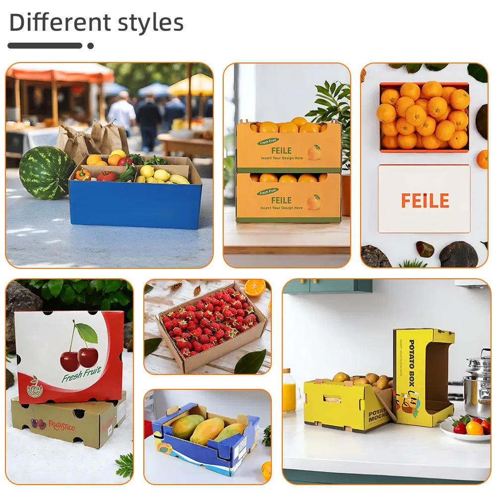 Caja de cartón corrugado para frutas y verduras frescas, embalaje impreso personalizado para exportación y venta al por menor