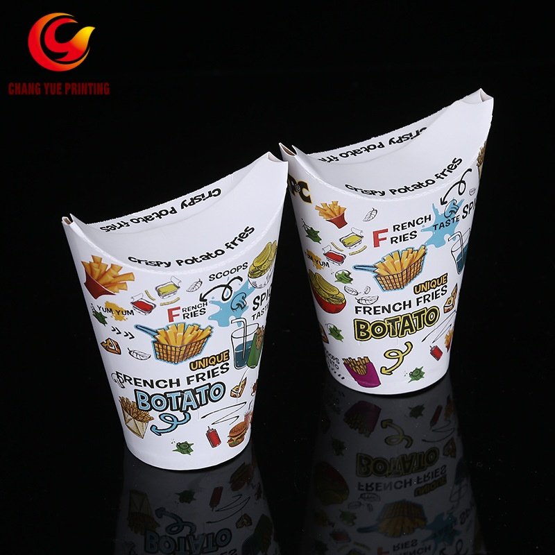 Envase desechable ecológico de grado alimenticio para llevar, caja de papel para papas fritas