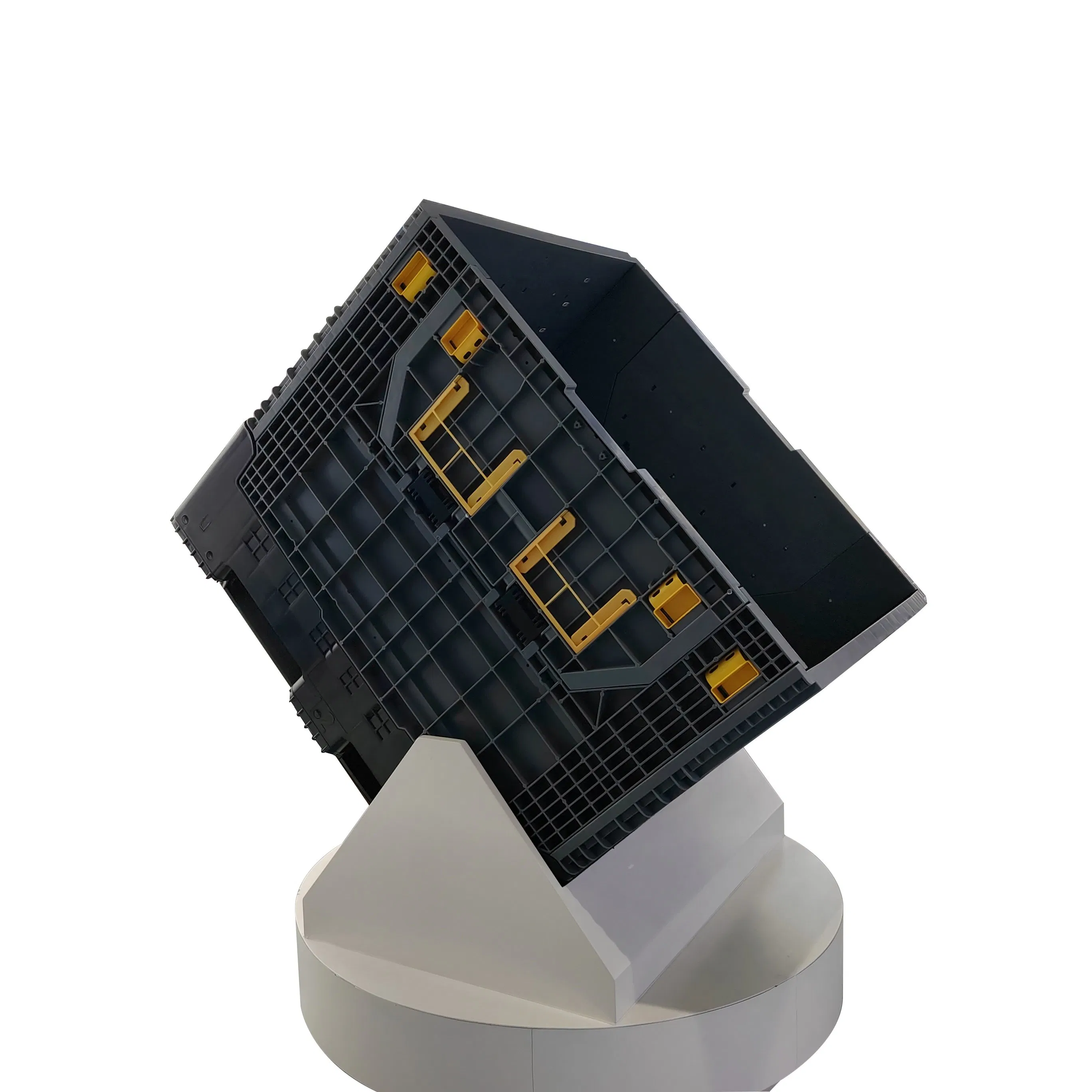 Contenedores industriales apilables de gran capacidad para almacenamiento, cajas de palets de plástico plegables y colapsables de HDPE con tapas