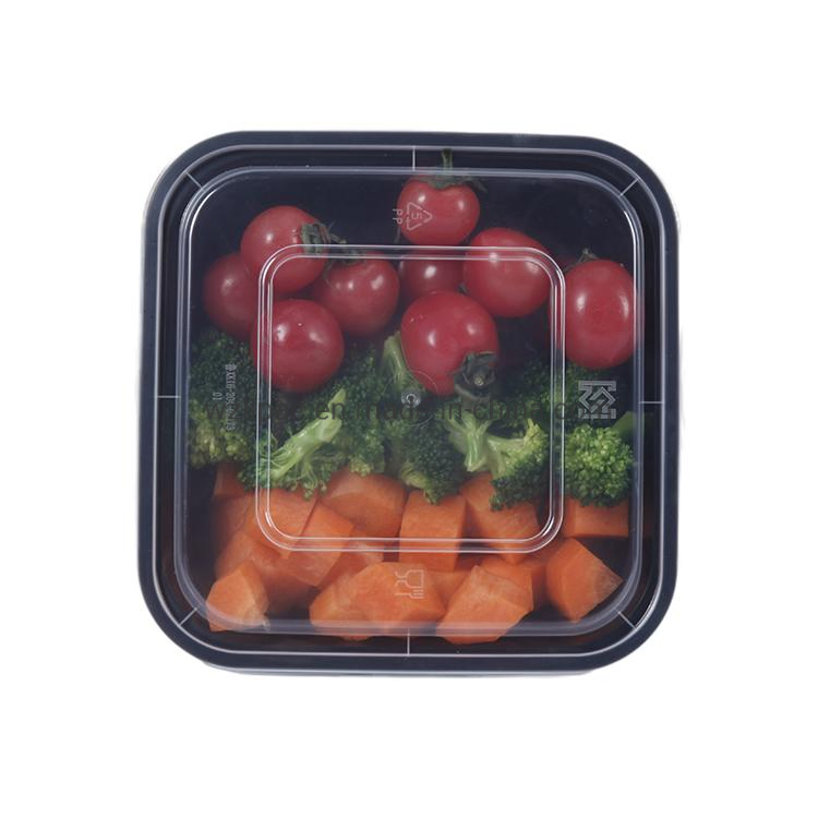 Cajas de fruta transparentes desechables, caja de almuerzo de plástico con 3 compartimentos, impresión personalizada de embalaje industrial de PP
