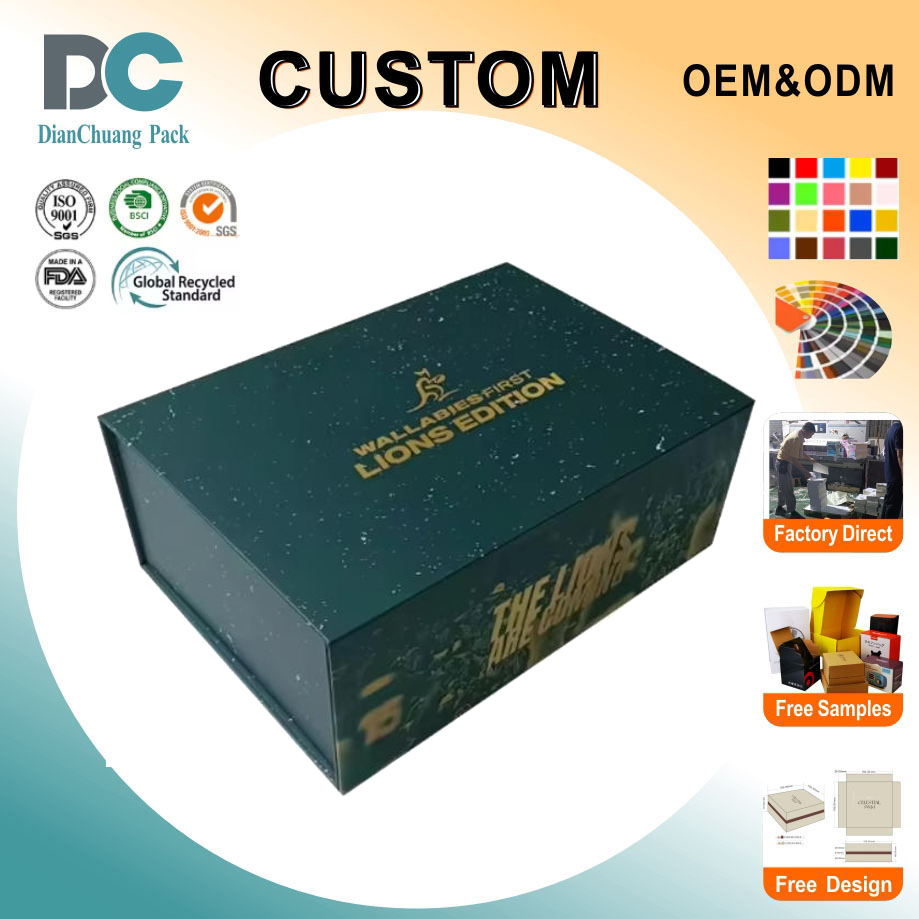 Caja de regalo de cartón rígido reciclable de tamaño personalizado, caja de embalaje de lujo con tapa magnética plegable para envolver regalos