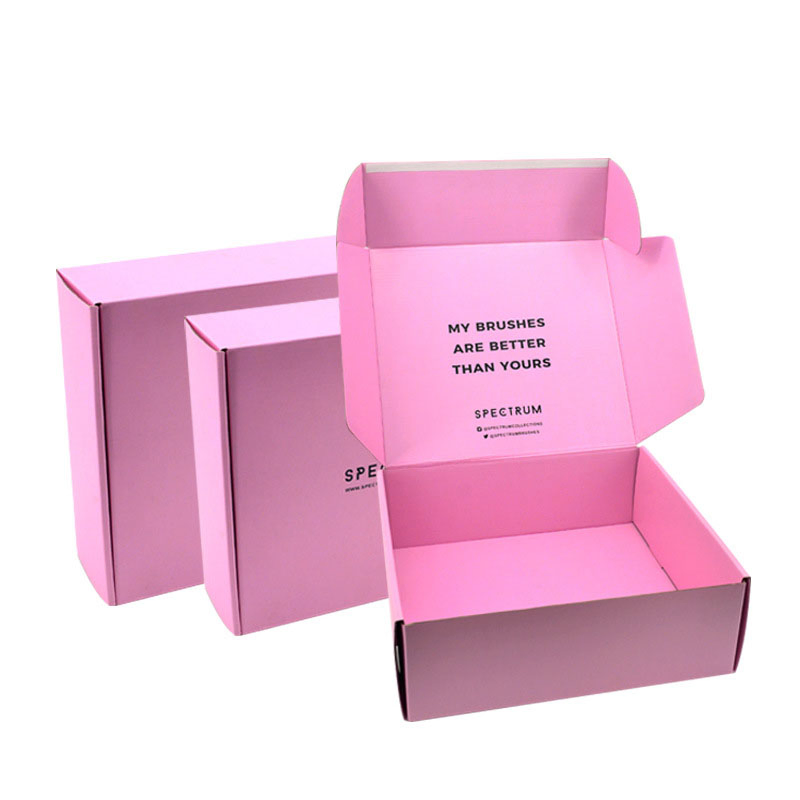 Caja de cartón resistente de etiqueta privada personalizada al por mayor con logo rosa para el embalaje de brochas de maquillaje