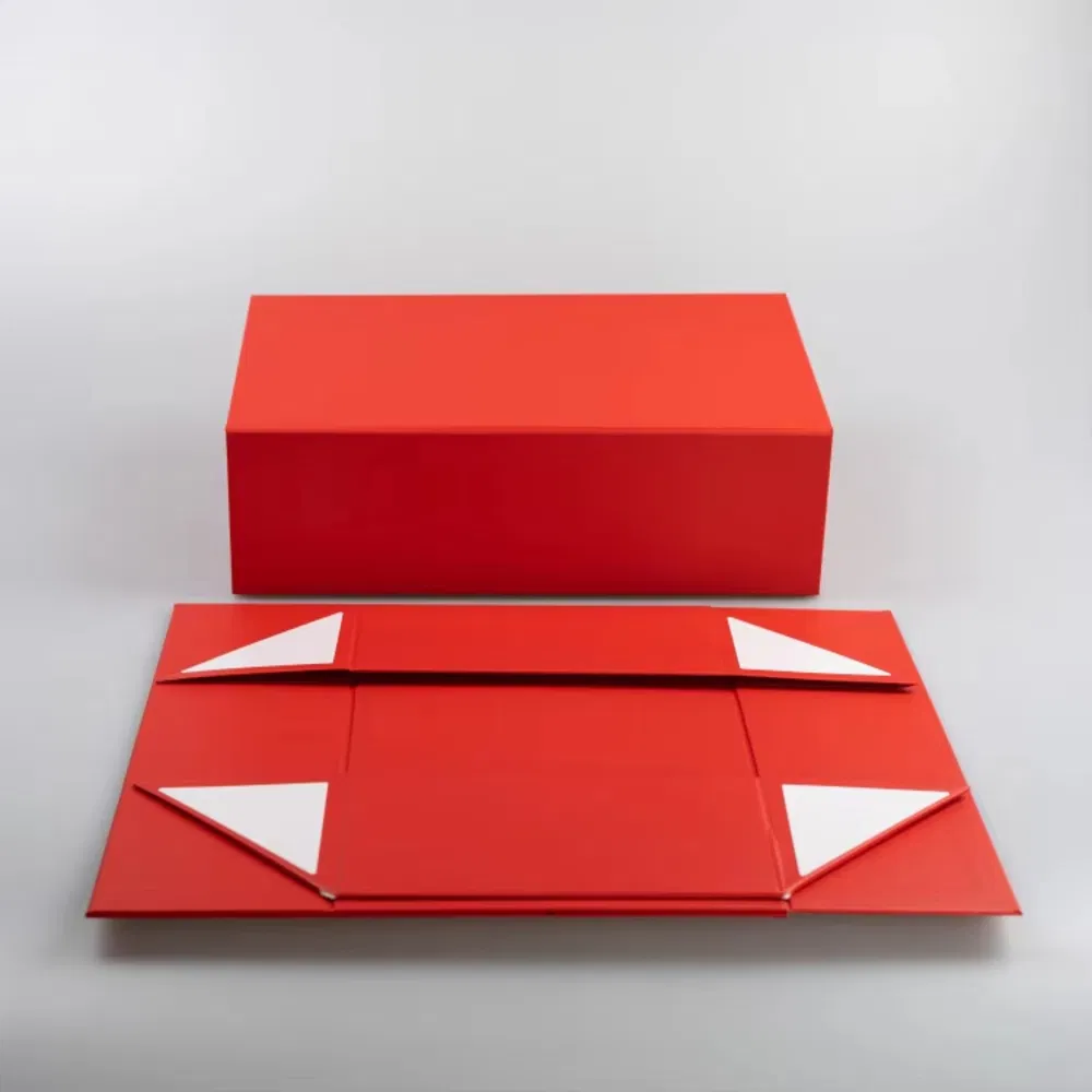 Caja de regalo rígida plegable de alta gama, colapsable, plana, con impresión de logotipo a dos caras para empaquetado de perfume, artes y manualidades