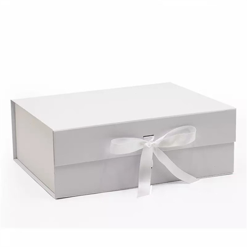 Caja de regalo rígida en forma de libro blanca de lujo al por mayor, plegable, con impresión personalizada, caja de regalo tipo clamshell con cierre magnético