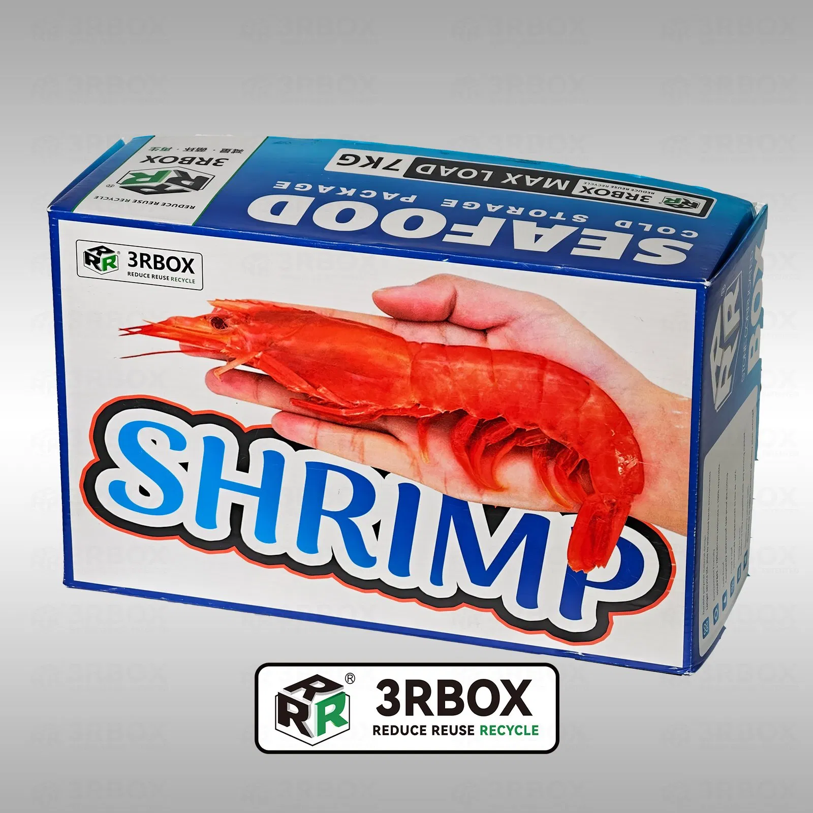 Cajas de exportación de mariscos de cadena fría, cajas de embalaje para camarones impermeables, caja de cartón de papel piedra