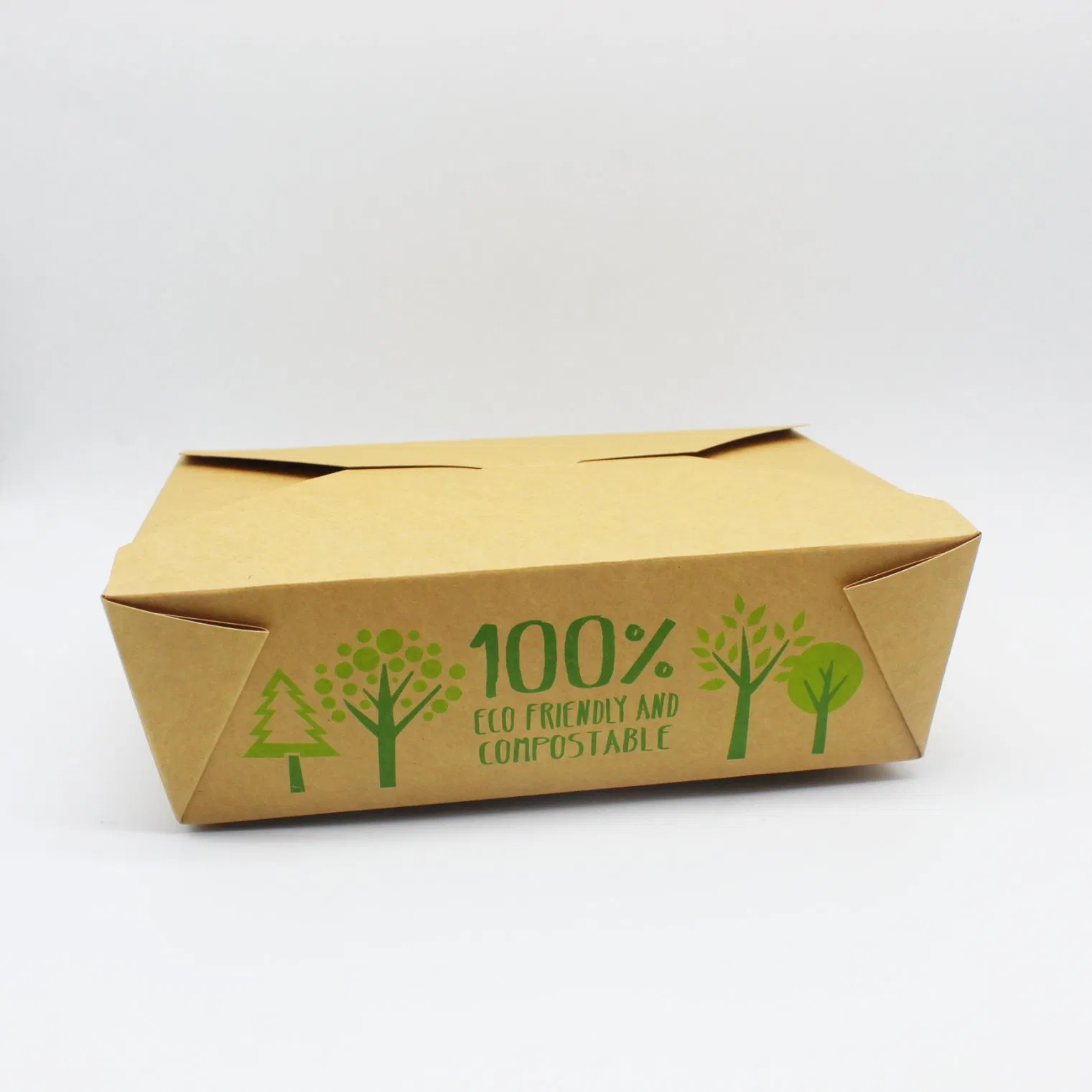 46oz Caja de papel kraft resistente para empaquetar alimentos