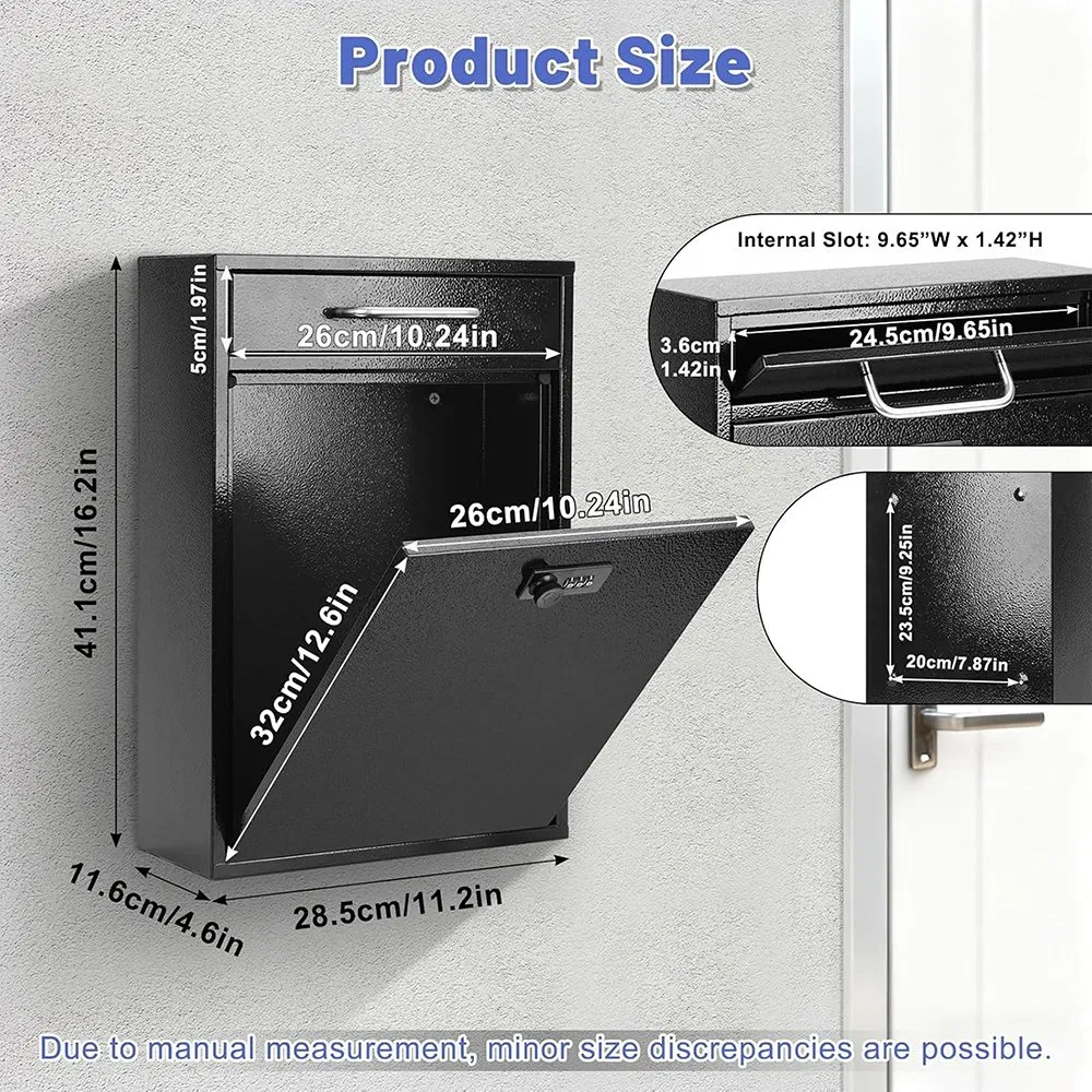 Buzón de pared de gran capacidad con cerradura de combinación para hogar y oficina