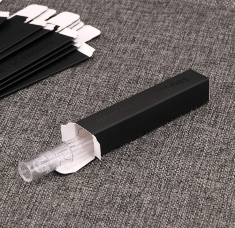 Caja de embalaje de brillo labial negra reutilizable y plegable para pequeños regalos