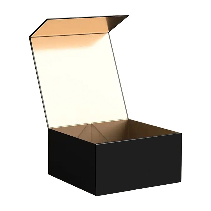 Caja de cartón plegable de lujo negra rígida con imán, tapa plegable para ropa, perfume, maquillaje. Embalaje con cierre magnético, cajas de regalo para mujeres