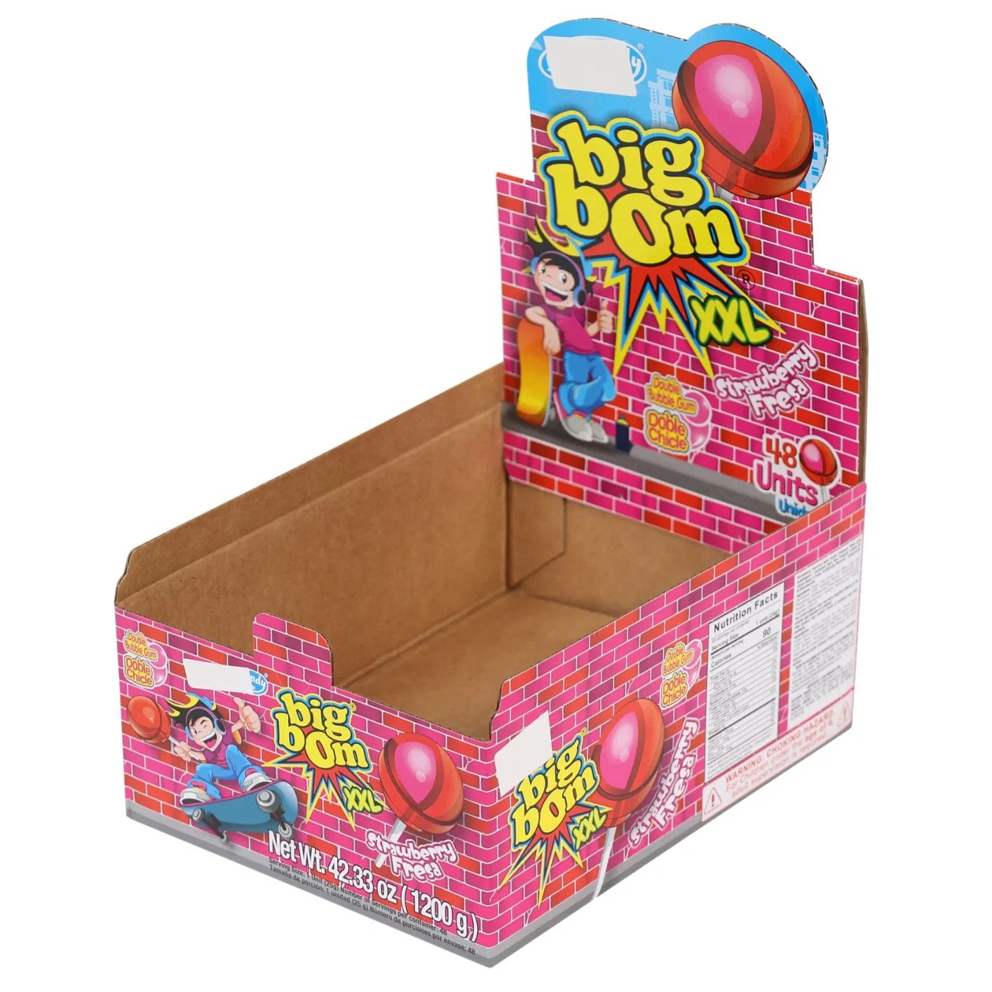 Impresión offset personalizada en papel corrugado para alimentos, bocadillos, bolígrafos, bebidas, caramelos, piruletas, exhibición minorista de productos, embalaje de entrega, caja de cartón con línea perforada