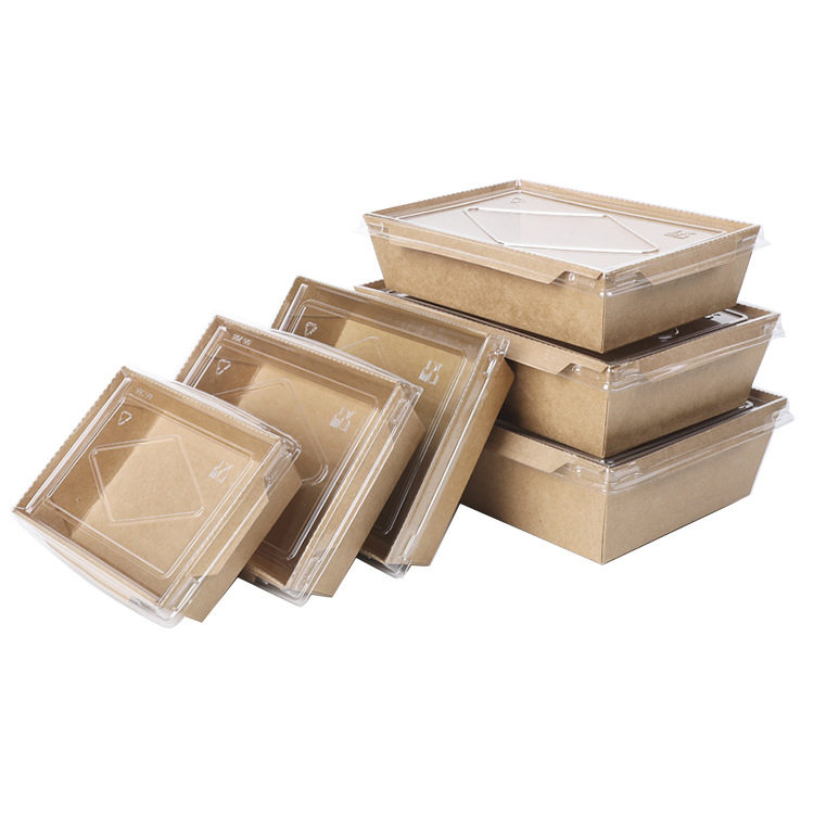 Venta caliente de envases de papel desechables para restaurantes chinos, cajas de comida biodegradables rápidas, envases para comidas listas