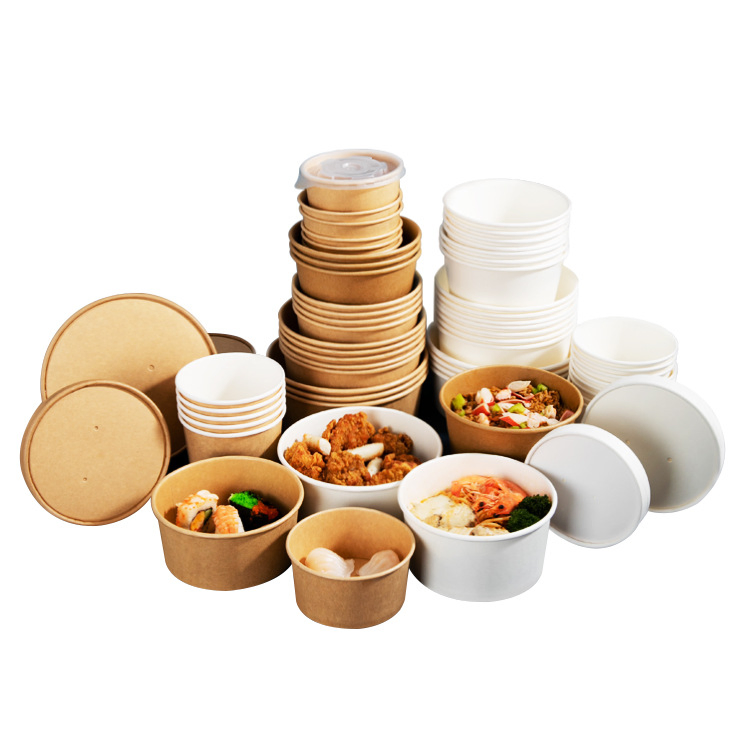 Envase de papel para alimentos personalizable, taza de papel, caja de almuerzo reciclable para llevar