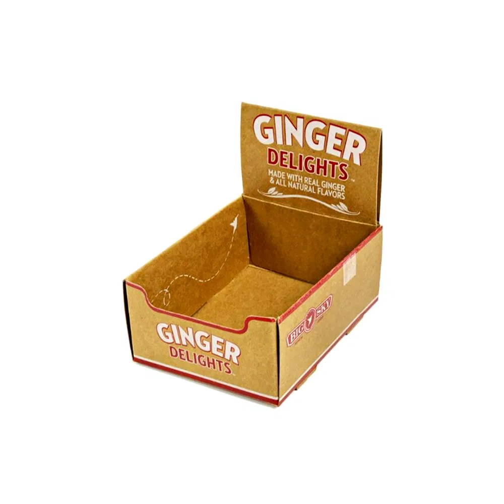 Caja de exhibición de cartón personalizada para alimentos, mostrador de punto de venta, exhibidor PDQ para supermercado, caja de envío de papel para tienda minorista