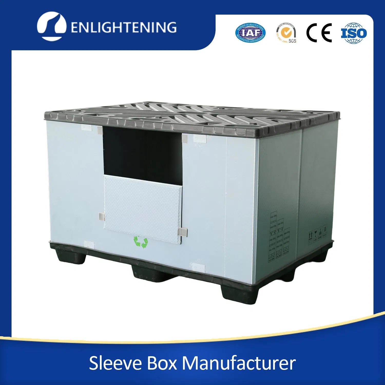 800X600X750mm Caja de embalaje personalizada de plástico corrugado colapsable de alta calidad para almacenamiento industrial con tapa