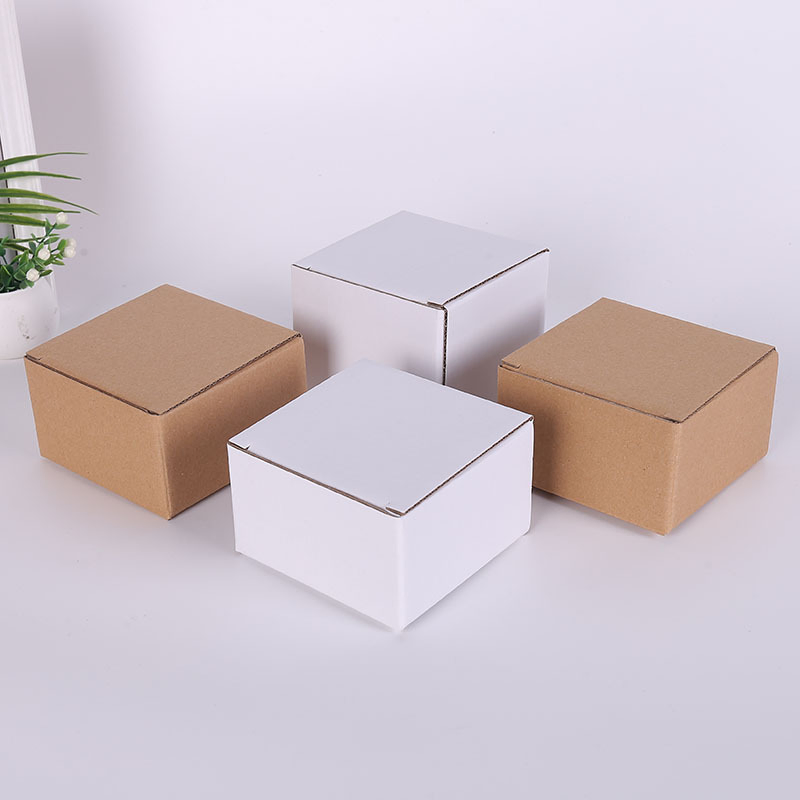 Caja de almacenamiento de cartón corrugado blanco y marrón, caja de embalaje para comercio electrónico