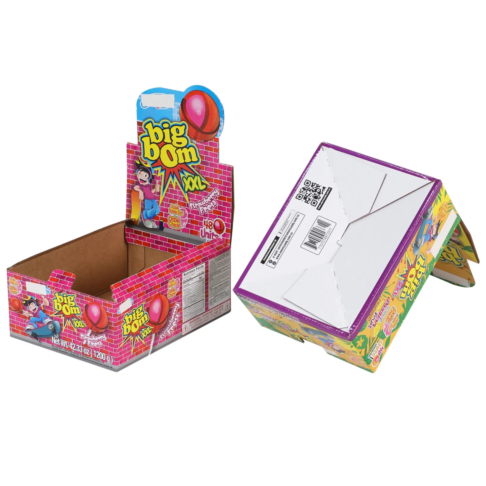Impresión offset personalizada en papel corrugado para alimentos, bocadillos, bolígrafos, bebidas, caramelos, piruletas, exhibición minorista de productos, embalaje de entrega, caja de cartón con línea perforada