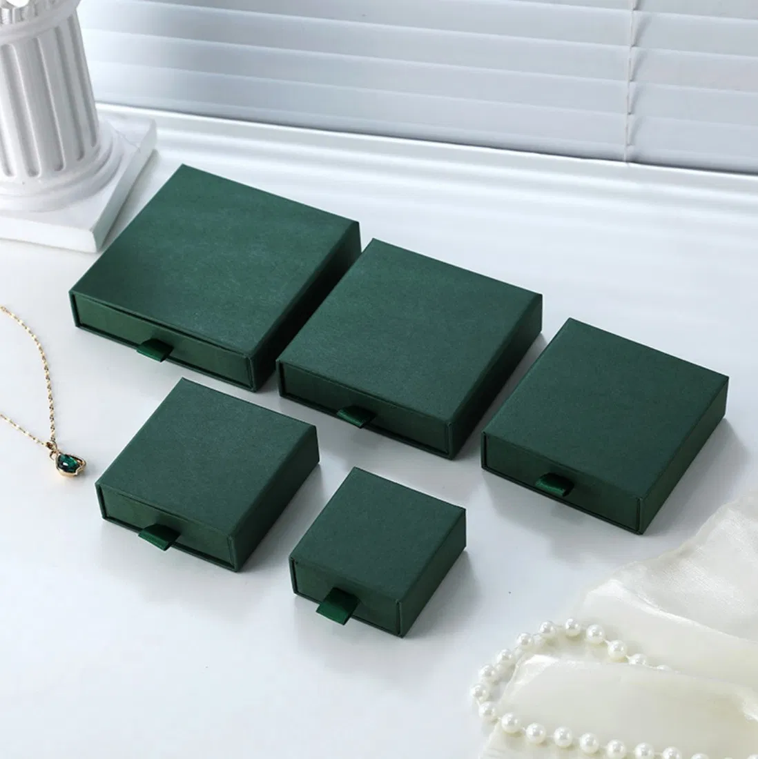 Caja de embalaje para joyería con diseño de cartón personalizado, cajón deslizante, para collares y gafas de sol, con estampado industrial y laminado mate
