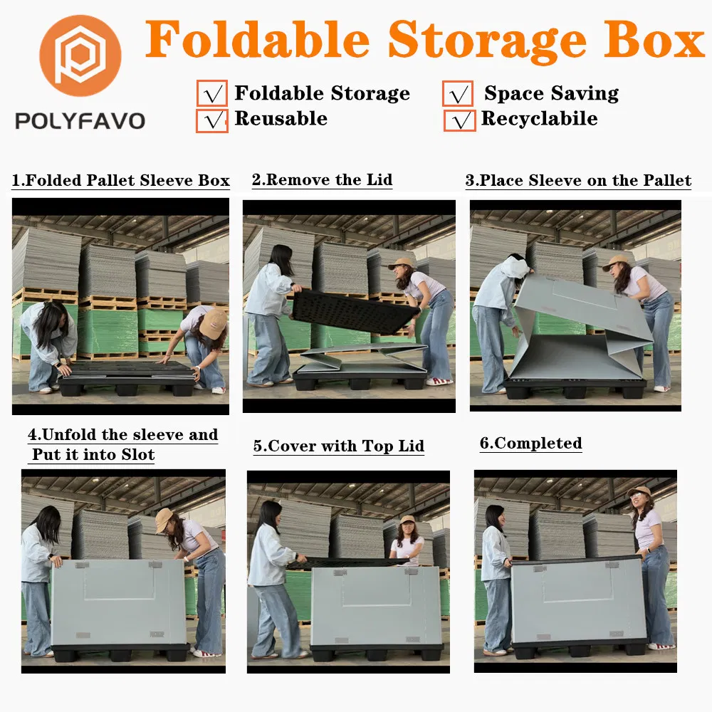 Caja de palet grande personalizable con funda de plástico resistente y tapa para piezas de automóviles