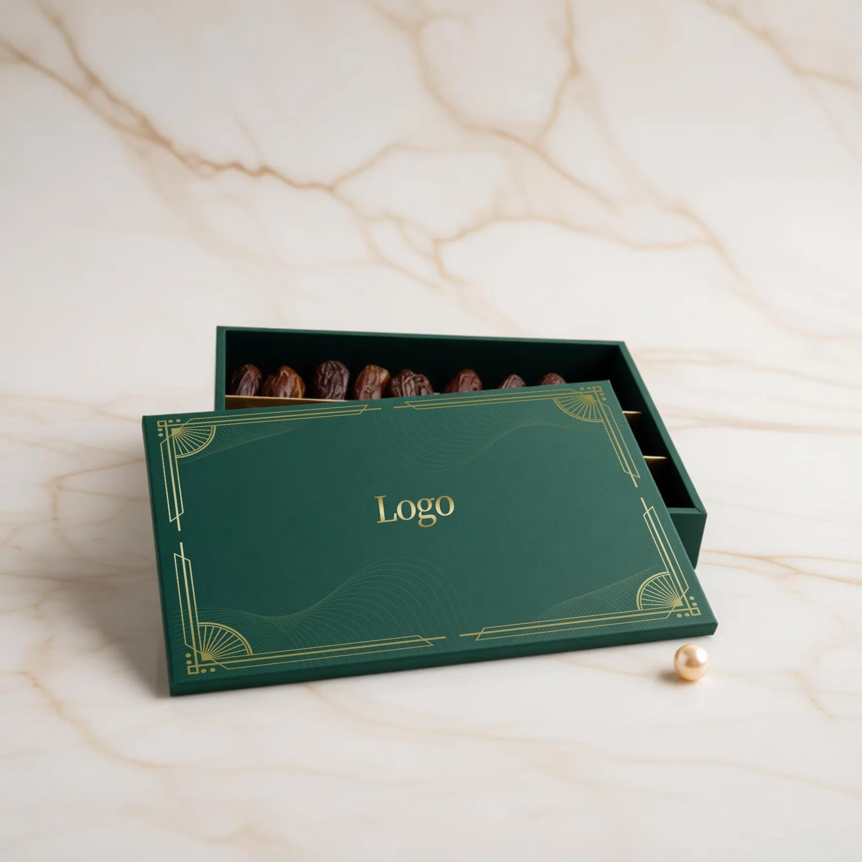 Caja de regalo de chocolate de lujo personalizada con tapa rígida y base, de grado alimenticio, con divisores para fechas de empaque