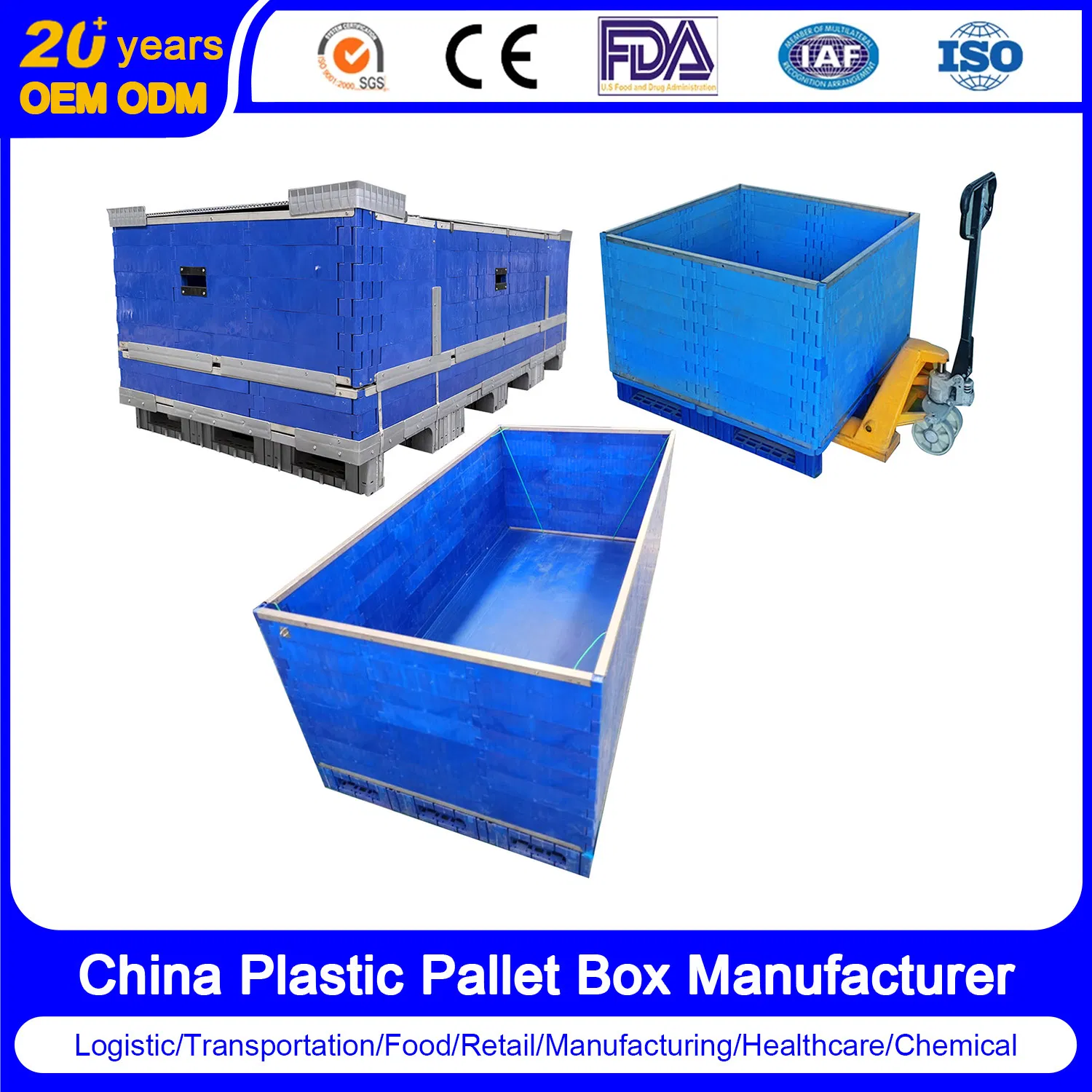 1000*800*400 Caja Plástica Modular de Carga Pesada Antiestática para Embalaje Industrial