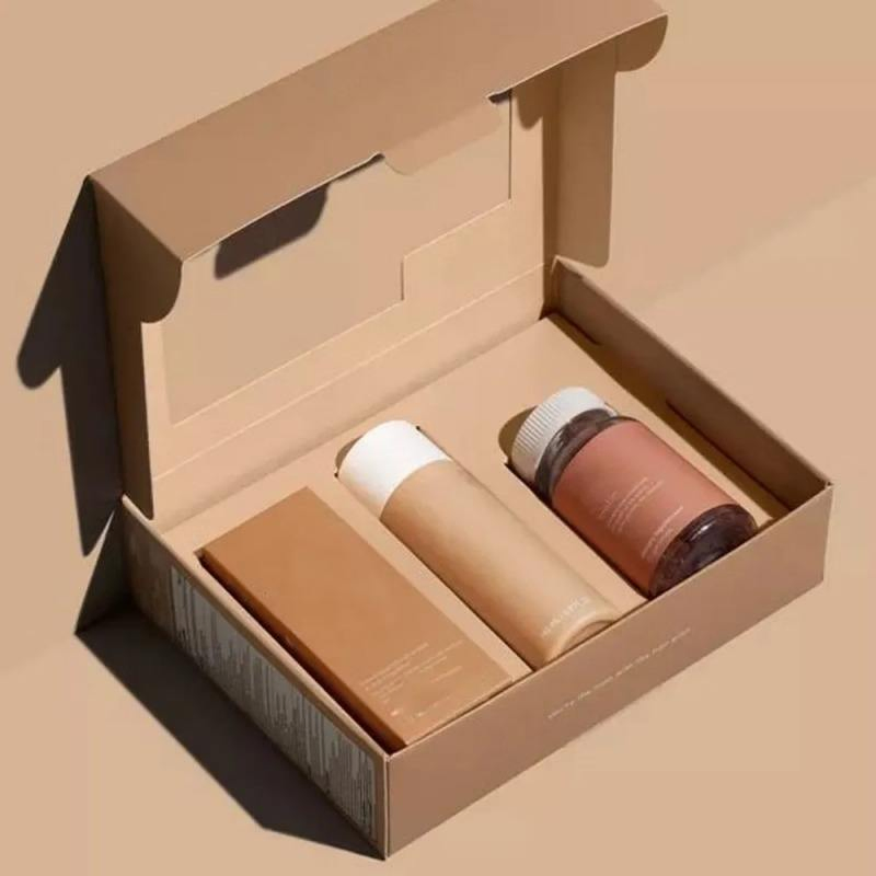 Caja de regalo de cosméticos de crema facial personalizada de alta gama, elegante, ecológica y de cartón corrugado resistente