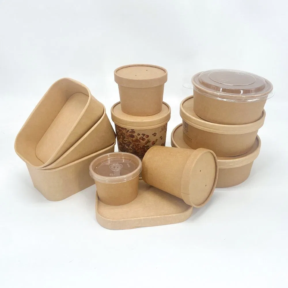Envase de papel para alimentos personalizable, taza de papel, caja de almuerzo reciclable para llevar