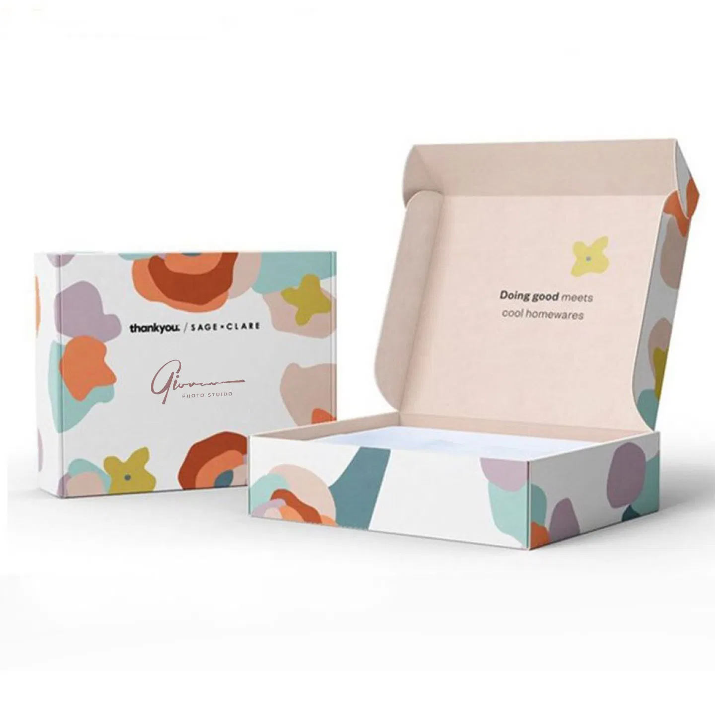 Cajas de envío impresas personalizadas y coloridas, cajas de embalaje de cartón corrugado