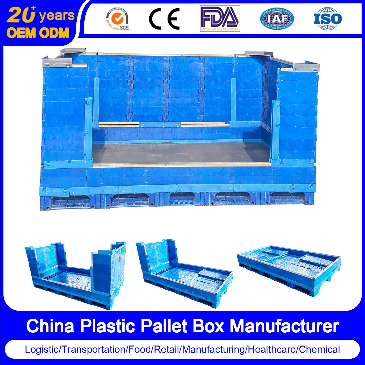 1000*800*400 Caja Plástica Modular de Carga Pesada Antiestática para Embalaje Industrial