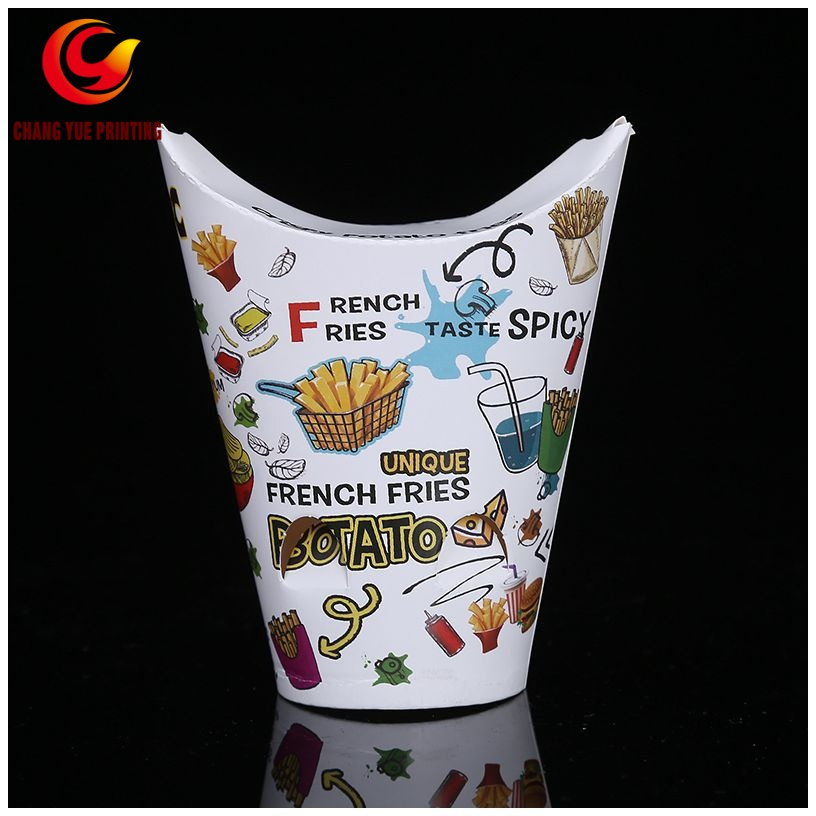 Envase desechable ecológico de grado alimenticio para llevar, caja de papel para papas fritas