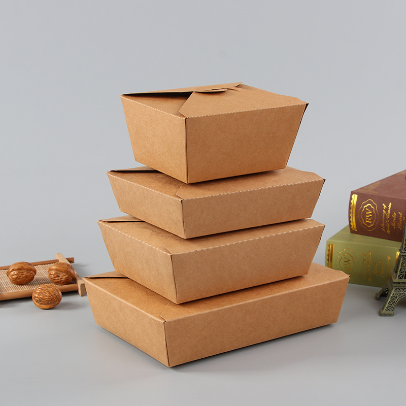 Caja de embalaje de papel kraft impresa con logotipo personalizado para almuerzo de comida rápida y pollo frito