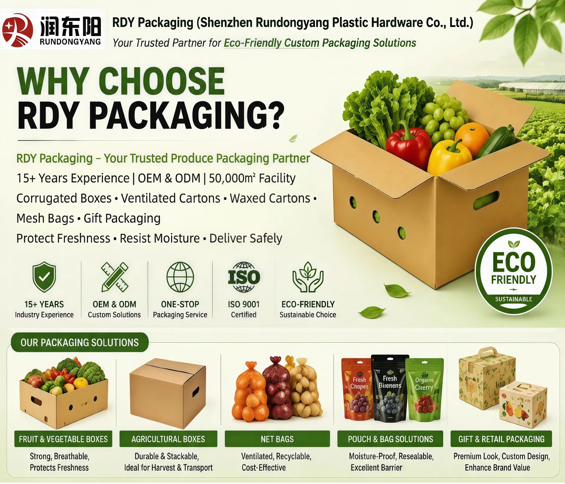 Caja de cartón corrugado para frutas y verduras frescas