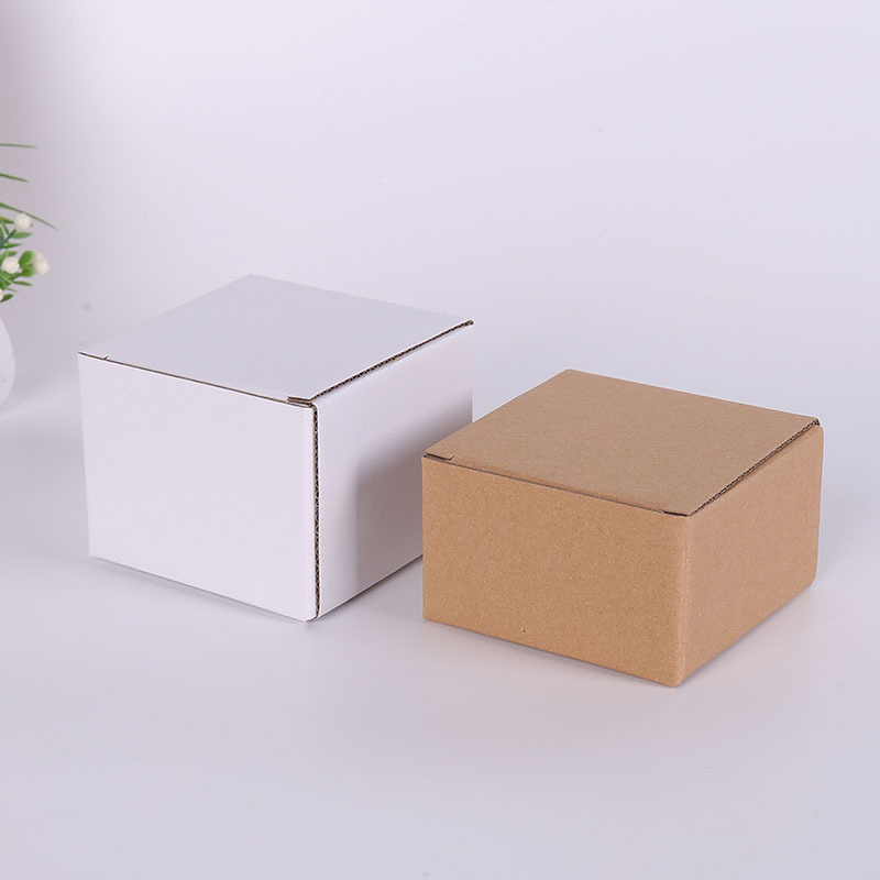 Caja de almacenamiento de cartón corrugado blanco y marrón, caja de embalaje para comercio electrónico