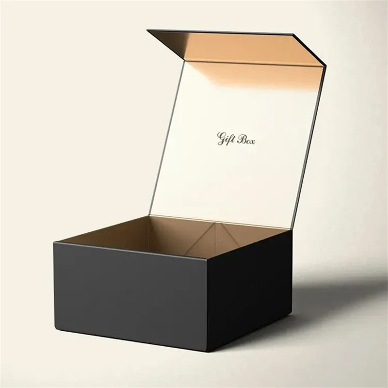 Caja de cartón plegable de lujo negra rígida con imán, tapa plegable para ropa, perfume, maquillaje. Embalaje con cierre magnético, cajas de regalo para mujeres