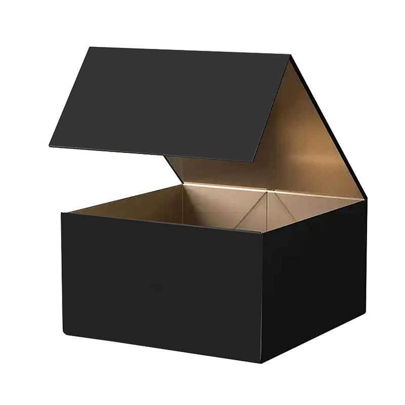 Caja de cartón plegable de lujo negra rígida con imán, tapa plegable para ropa, perfume, maquillaje. Embalaje con cierre magnético, cajas de regalo para mujeres