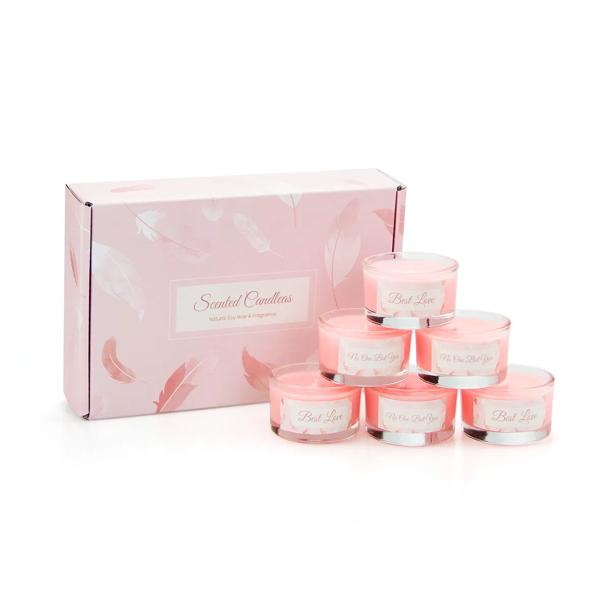 Caja de regalo de China, caja de envío de regalos al por mayor, caja de vela aromática en miniatura de vidrio rosa única para presente, cumpleaños, boda, recuerdo de fiesta, aniversario